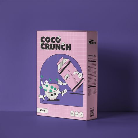 Cereal Design Packaging, Cereal Packaging Design, Cereal Illustration, Cereal Box Design, Coco Crunch, Cereals Packaging Design, Cereal Packaging, Cereal Brands, Food Box Packaging