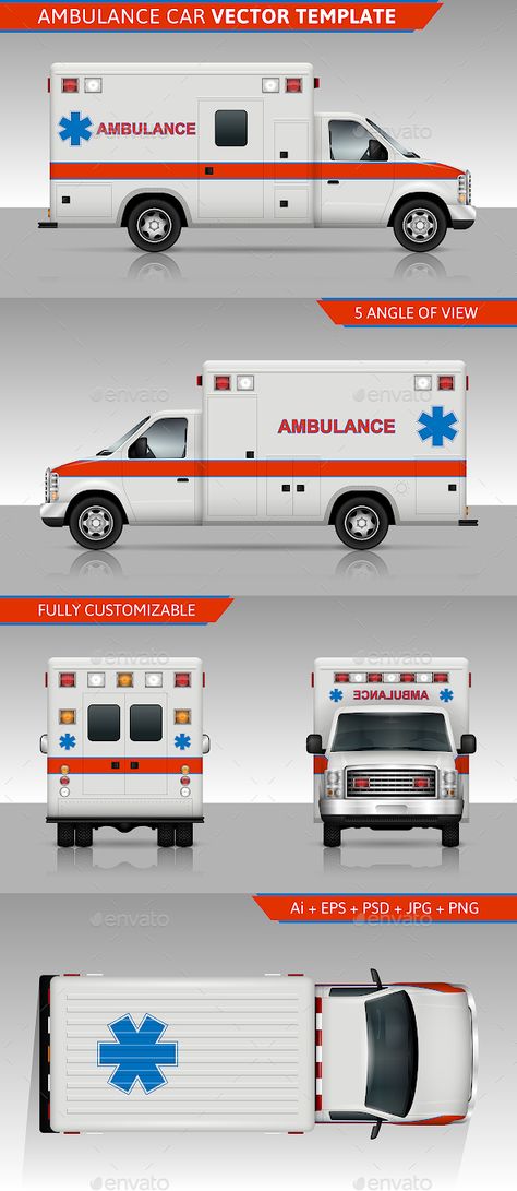 Ambulance Car Vector Template Van Template, Ambulance Truck, Paramedic Quotes, Ems Ambulance, Car Livery, Cardboard Car, Truck Detailing, Vehicle Wrap, Car Silhouette