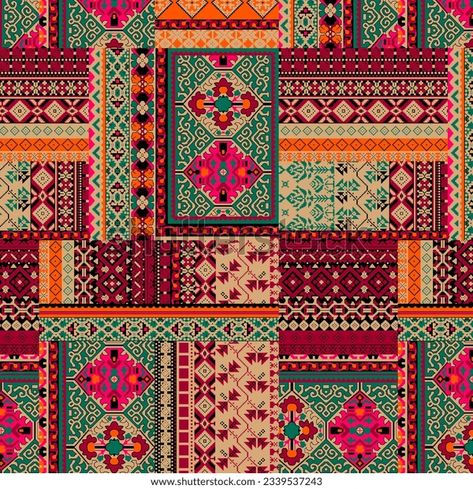 Carpet Style Artwork Pattern Pretty Colors Stock Illustration 2339537243 | Shutterstock Carpet Design Pattern, Patten Design, Digital Print Textiles, Photoshop Design Ideas, Ajrakh Prints, Allover Design, Geometrical Pattern, 10 March, Print Design Pattern