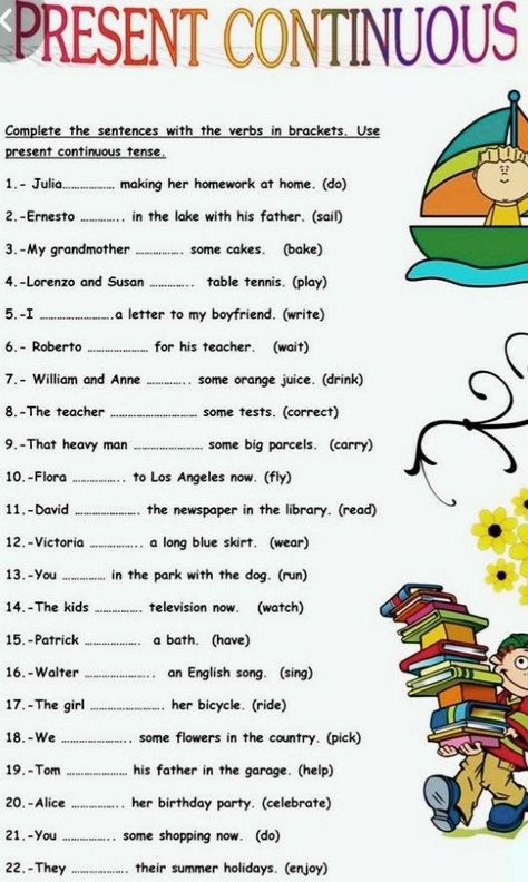 Present Continuous Worksheet, Ingles Kids, Writing Comprehension, Teach English To Kids, English Grammar Exercises, Present Continuous Tense, English Grammar Tenses, English Grammar For Kids, Present Continuous