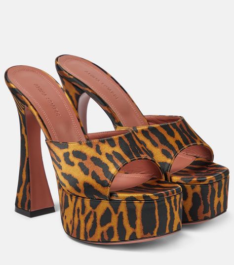 Amina Muaddi Heels, Casual Ballet Flats, Amina Muaddi Shoes, Club Luxury, Shoes Print, Platform Mules, Leopard Heels, Orange Shoes, Designer Pumps