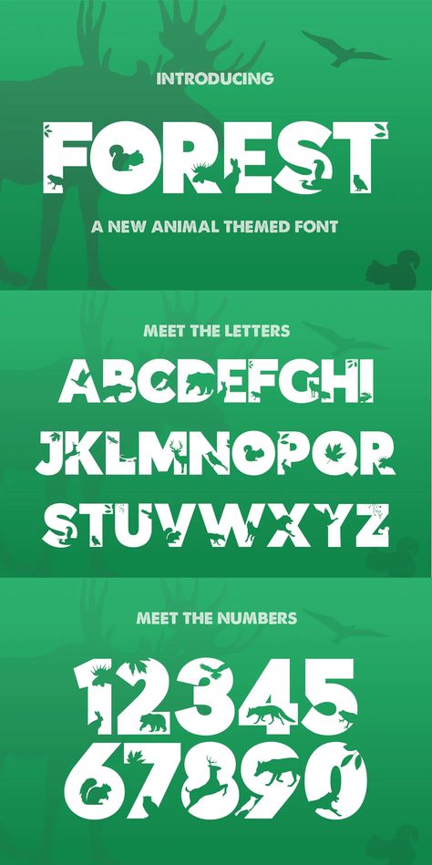 The Forest Font Forest Font, Nature Font, Forest Cartoon, Green Logo Design, Silhouette Fonts, Forest Silhouette, Cartoon Font, Groovy Font, Web Fonts