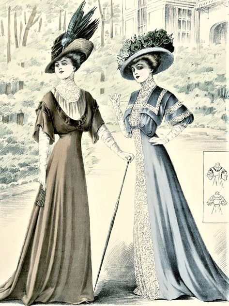 Fashion Printables, 1914 Fashion, 1909 Fashion, 1908 Fashion, Edwardian Women, Edwardian Fashion Plates, Edwardian Era Fashion, Edwardian Costumes, Victorian Illustration