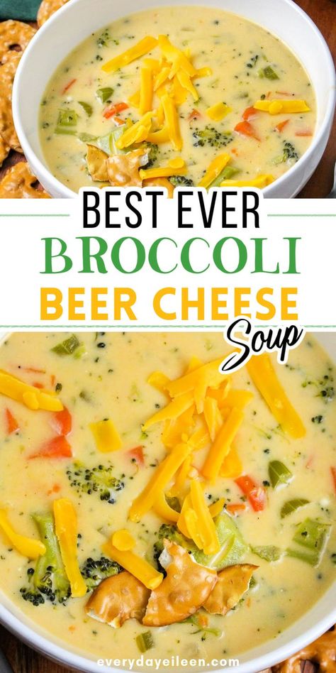 Broccoli Cheddar Beer Soup, Beer Cheese And Broccoli Soup, Beer Cheese Vegetable Soup, Broccoli Beer Cheese Soup Recipe, Beer Cheese And Brat Soup, Beer Cheese Broccoli Cheddar Soup, Broccoli Beer Cheese Soup, Broccoli Soup Crockpot, Beer Cheese Soup Crockpot