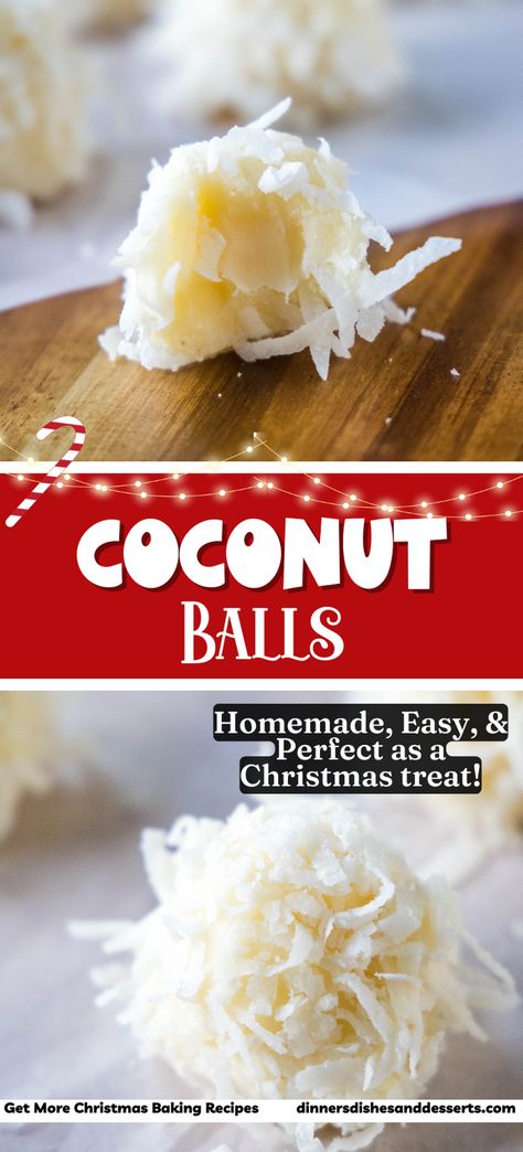 Loaded with smooth and creamy white chocolate and coated in rich and nutty coconut, these easy-to-make coconut balls are an amazing finger food dessert. These homemade white chocolate coconut truffles are perfect for parties, holidays, or anytime you need a luscious and tasty treat. Coconut Cake Balls, Homemade White Chocolate, Coconut Recipes Dessert, White Chocolate Coconut, Finger Food Desserts, Coconut Truffles, Fun Drink Recipe, Easy Weekday Meals, White Chocolate Truffles