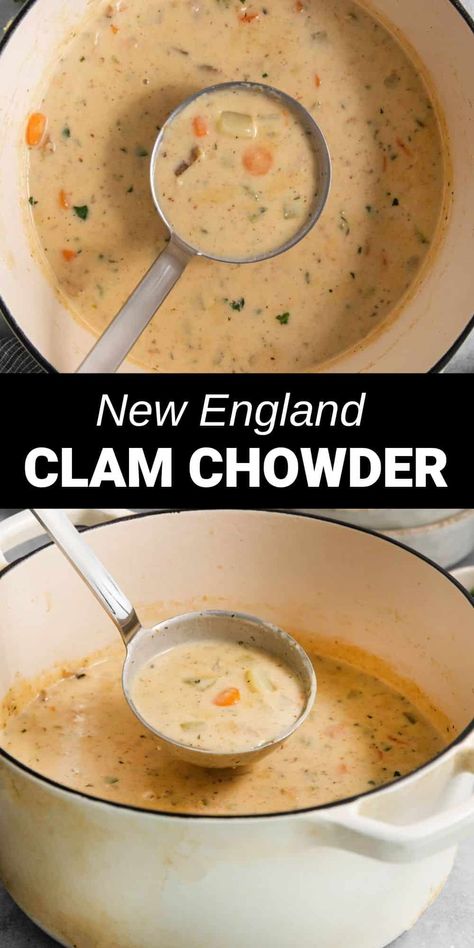 Clam Chowder Recipe New England Easy, Clam Chowder With Canned Clams, Clam Chowder Recipe New England, Homemade Clam Chowder, Bread For Dipping, Clam Chowder Recipe, New England Clam Chowder, Oyster Crackers, Chowder Recipe