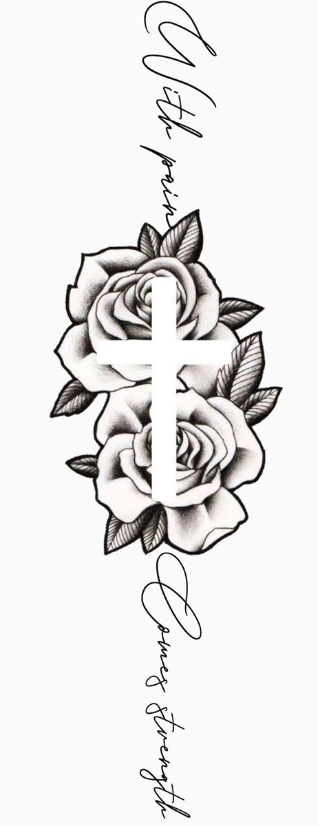 Rose Tattoos For Women, Cross Tattoos For Women, Hand Tattoos For Girls, Cute Hand Tattoos, Cross Tattoo For Men, Pretty Hand Tattoos, Forarm Tattoos, Writing Tattoos, Spine Tattoos For Women