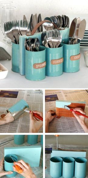 Cubiertos ขวดโหล Mason Jar, Koti Diy, Diy Simple, Manualidades Diy, Diy Interior, Decor Guide, Easy Home Decor, Cheap Diy, Handmade Home Decor