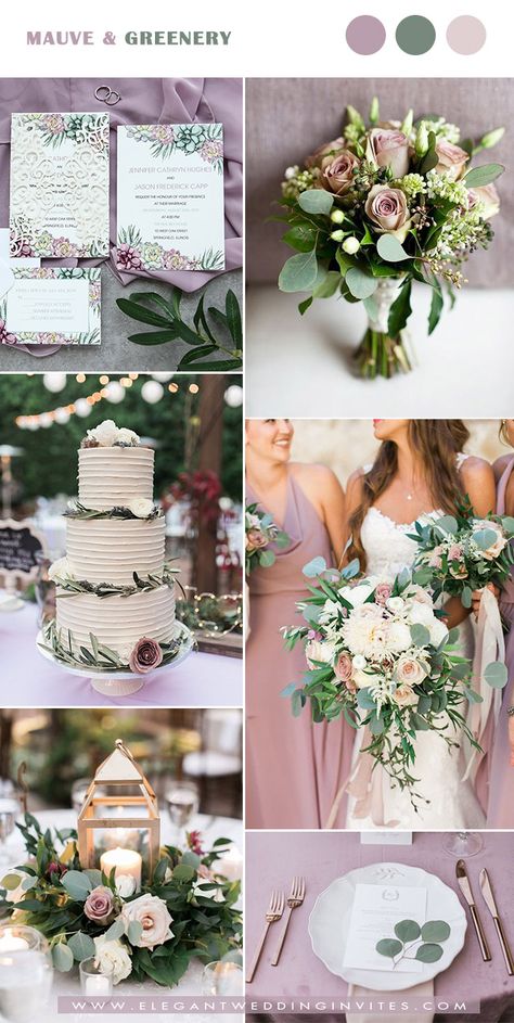 Trending-7 Pretty Mauve Wedding Color Combos for Fall & Winter - Elegantweddinginvites.com Blog Mauve Wedding Colors, Wedding Color Ideas, Wedding Color Combos, Mauve Wedding, Wedding Color Trends, Green Wedding Colors, Spring Wedding Colors, Wedding Theme Colors, Wedding Color