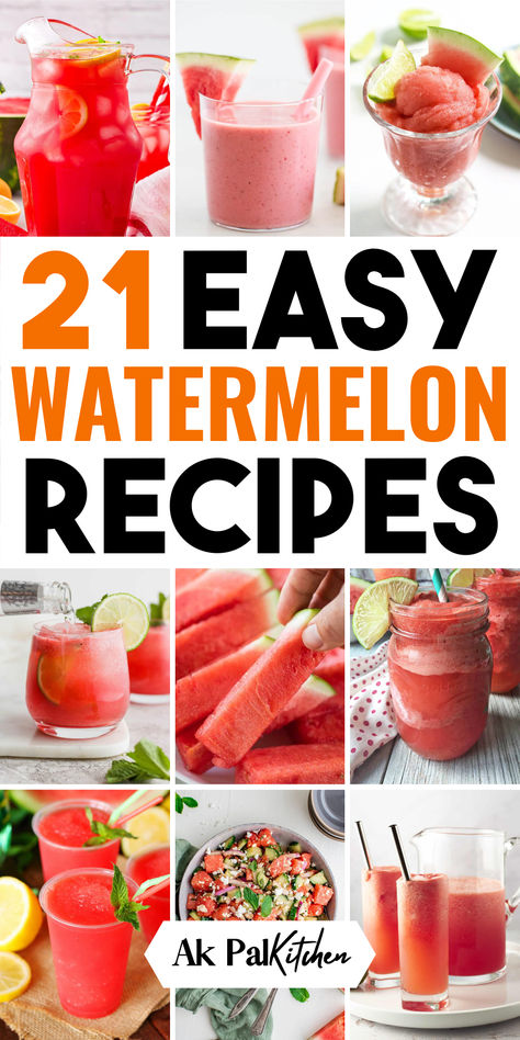 Watermelon recipes are a must-try! Explore our vibrant watermelon smoothie recipes, refreshing watermelon salads, and frozen watermelon treats. Dive into summer with watermelon cocktail recipes, juicy watermelon popsicles, and quick watermelon bites perfect for any party. From spicy watermelon recipes to sweet watermelon sorbet, find healthy watermelon snacks and kid-friendly snack ideas. So make sure to try these easy summer desserts and treats for kids and a crowd. Stuff To Make With Watermelon, Watermelon Treats For Party, Yellow Watermelon Recipes, Recipes Using Watermelon, What To Make With Watermelon, Watermelon Beverages, Drinks With Watermelon, Things To Do With Watermelon, Watermelon Salads