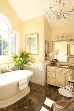 SW Jersey Cream | Cream Colored Bathroom Design Ideas, Pictures, Remodel, and Decor Cream Colored Bathrooms, Classic Bathroom Decor, Color Bathroom Design, Hallway Colours, Yellow Decor, Yellow Bathrooms, Yellow Walls, Faux Finish, Dream Bathrooms