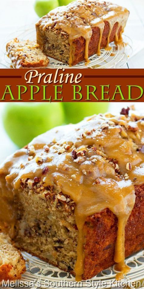 Praline Glaze, Brunch Dessert, Mid Afternoon, Cookies Bars, Fruit Bread, Apple Bread, Bread Recipes Sweet, Quick Bread Recipes, Sweet Breads