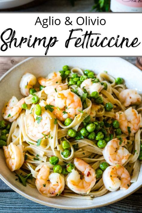 Shrimp sautéed with chilli flakes, garlic & olive oil and then tossed with fettuccine pasta and green peas. Perfect for a fish Friday feast! #shrimpfettuccine #fettuccine #shrimprecipes #glutenfreepastarecipes #pastaandshrimprecipes #easterrecipes #goodfridayrecipes #spicyshrimppasta Shrimp And Peas Pasta, Shrimp Peas Pasta, Yeast Allergy, Shrimp And Peas, Spicy Shrimp Pasta, Shrimp Fettuccine Alfredo, Fish Dinners, Scampi Pasta, Shrimp Fettuccine