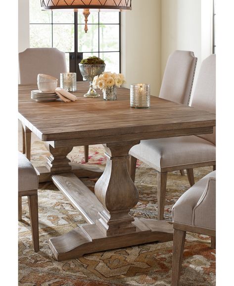 Furniture Rachael Ray Monteverdi Dining Table & Reviews - Furniture - Macy's Meja Outdoor, Farmhouse Styling, Pine Dining Table, Farmhouse Dining Room Table, Dining Table Online, Modern Farmhouse Dining, Trestle Dining Tables, Farmhouse Dining Table, Rachael Ray