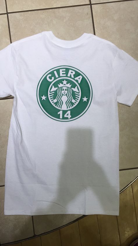 Starbucks Birthday Shirt Ideas, Starbucks Birthday Party Ideas, Starbucks Birthday Party Activities, Starbucks Birthday Shirt, Starbucks Bday Party Ideas, Starbucks Birthday Party Decorations, Starbucks Theme Birthday Party, Starbucks T Shirt, Starbucks Outfit