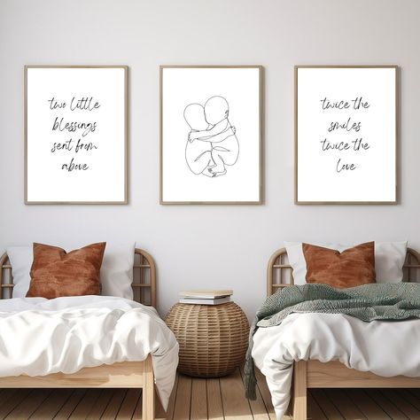 Twin Nursery Wall Art Quote Twin Nursery Minimalist Print For Gender Neutral Twin Wall Decor For Twin Nursery Printable Quote For Twins Room Small Twin Nursery Ideas, Twin Boy Girl Nursery, Small Twin Nursery, Boy Girl Twins Nursery, Twin Nursery Gender Neutral, Nursery Minimalist, Nursery Wall Art Quotes, Shared Nursery, Twin Nursery