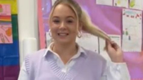 UK teacher blasted over ‘inappropriate’ work outfits in TikTok video | news.com.au — Australia’s leading news site Teacher Outfits Australia, Teacher Outfits Secondary School, Secondary School Teacher Outfits Uk, Uk Teacher Outfits, Uk Teacher, Classroom Outfits, Teacher Pics, Stocking Outfits, School Teacher Outfits