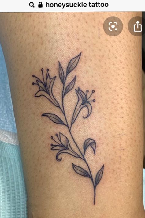 Honeysuckle Tattoo, Honey Suckle, Aries Tattoo, Tattoo Now, Birth Flower Tattoos, Vine Tattoos, Dream Tattoos, S Tattoo, Piercing Tattoo