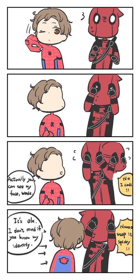 Peter and Wade Peter And Wade, Peter X Wade, Deadpool Spiderman, Deadpool X Spiderman, Caught Cheating, Deadpool And Spiderman, Funny Marvel Memes, Avengers Comics, Marvel Deadpool