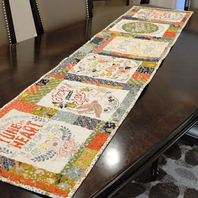 Table Runners Using Panels, Panel Table Runner, Table Runner From Fabric Panel, Fabric Panel Ideas, Kathy Schmitz, Creative Quilting, Summer Table Runner, Panel Quilt Patterns, Spring Table Runner