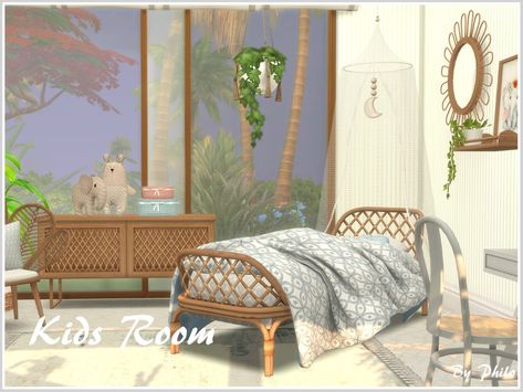 Sims 4 Boho Cc, Sims 4 Villa, Sims 4 Bedroom Cc, Bright Kids Room, Sims 4 Bedroom, Casas The Sims 4, Geometric Cushions, Boho Deco, Sims 4 Cc Furniture