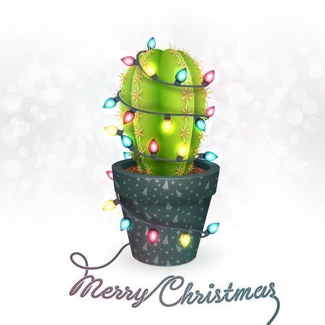 Plant Christmas Tree, Cactus Christmas Trees, Christmas Watercolors, Cactus Pictures, Christmas Tree Fairy, Paint Christmas, Cartoon Butterfly, Christmas Card Art, Frog Design