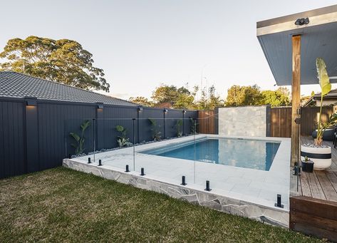 Boundary pool wall with bead board cladding Pool Retaining Wall, Island Garden, Pool Wall, House Pool, Summer Island, Fence Screening, Boundary Walls, Privacy Fences, Bead Board