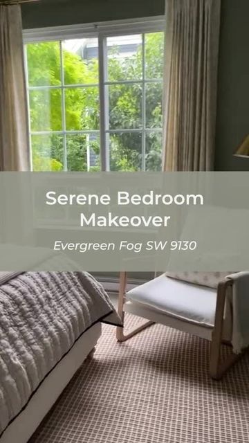 Sherwin Williams Evergreen Fog Bedroom, Evergreen Fog Sherwin Williams Bedroom, Evergreen Fog Bedroom, Fog Sherwin Williams, Evergreen Fog, 2022 Bedroom, Instagram Bedroom, Serene Bedroom, Sherwin Williams Paint Colors