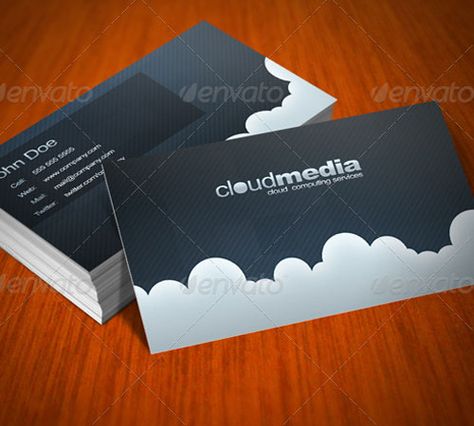 Clouds Card Creative Business Cards, Business Card Template Psd, Blue Business Card, Premium Business Cards, Modern Business Cards Design, Business Card Designs, Blank Business Cards, Minimal Business Card, White Business Card