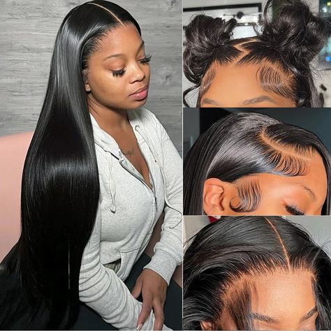 Straight Lace Front Wigs Human Hair 180% Density 13x4 13x6 HD Lace Frontal Human Hair Wigs Straight Black Hair Types, Lace Front Wigs Human Hair, Hair Brands, Straight Lace Front Wigs, Human Virgin Hair, Wigs Human Hair, Lace Hair, Straight Human Hair, Long Wigs