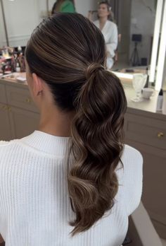 #BEAUTY, #RELATIONSHIPS #Fashion #Animals #Outfits #Winter Outfits #Animals Sleek Curled Ponytail, Slick Back Curled Ponytail Prom, Slick Back Pony Wedding Hair, Elegant Ponytail Hairstyles High Pony, Slick Back Curled Ponytail, Fall Wedding Hairstyles Bridesmaid, Wedding High Ponytail, Bridesmaid High Ponytail, Formal Hair Ponytail