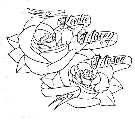 roses with banner tattoo - Google Search Banner Tattoo, Gangster Drawings, Skull Rose Tattoos, Rose Tattoos For Women, Tattoos With Kids Names, Feather Tattoo Design, Banner Drawing, Chicano Art Tattoos, Simple Designs To Draw