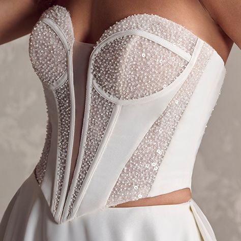 Carter Two-Piece Corset Wedding Gown | Sottero and Midgley Corset Wedding Gown, Wedding Gown A Line, Sottero And Midgley Wedding Dresses, Corset Fashion Outfits, Under Bust Corset, Sottero Midgley, Wedding Corset, Sottero And Midgley, Two Piece Gown