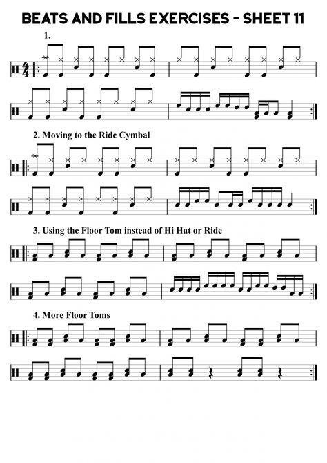 beats and fills exercises Archives - Learn Drums For Free Drum Notation, Drum Fills, Drum Rudiments, Drum Notes, Learn Drums, Drum Beats, Trumpet Sheet Music, Drum Patterns, Drums Sheet