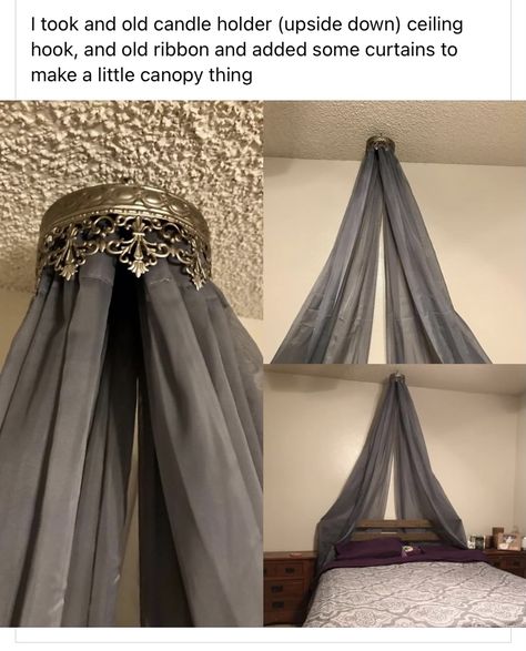 Mermaid Bed Canopy Diy, Gothic Bed Frame Diy, Gothic Home Decor Diy Bedroom, Medieval Room Decor Diy, Diy Gothic Decor Bedroom, Diy Gothic Headboard, Minimalist Gothic Home Decor, Diy Gothic Decor, Bed Canopy Diy