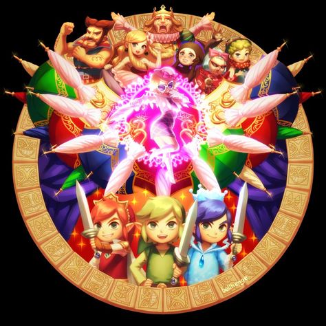 TRI FORCE HEROES by bellhenge on DeviantArt Triforce Heroes, Jrpg Games, Legend Of Zelda Memes, Art Loft, Evil Demons, Hyrule Warriors, Wind Waker, Zelda Art, Ocarina Of Time