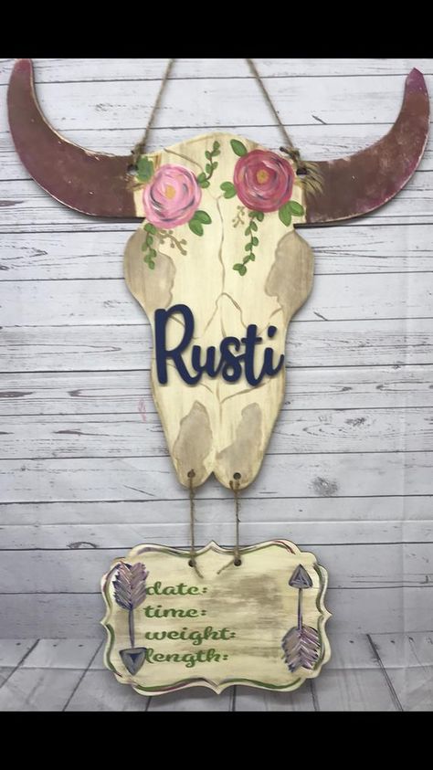 Baby Girl Nursery Sign, Baby Door Hanger, Initial Door Hanger, Cow Nursery, Hospital Door Hanger, Hospital Signs, Hospital Door Hangers, Trendy Door, Baby Door Hangers