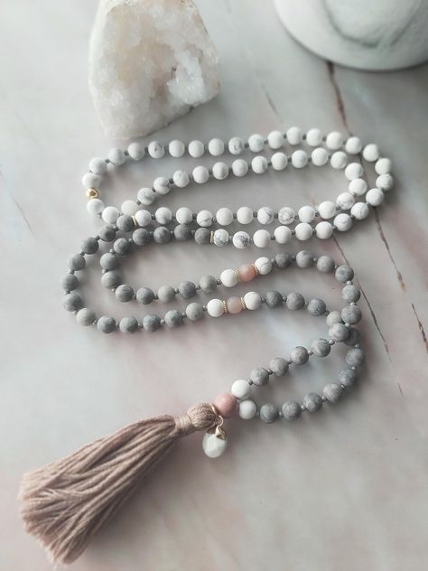 ◈ Each Mala purchase will include a card describing the stones healing properties and a Mantra card ◈ WHAT IS A MALA? Malas are traditionally used for Meditation and Prayer. These 108 bead Malas are made with semi-precious stones that hold beautiful energy within each stone. 108 is significant for so many reasons and there are many interpretations for the number 108. Some say that there are 108 stages on the journey of the human soul while others believe 108 centering breaths will bring enlightenment. Say your favorite affirmation or mantra 108 times and attract that healing energy into your life. However you choose to use your Mala, may you find peace in the healing energy of the stones and enjoy the beauty it holds. STONES INCLUDED IN YOUR MALA: ↠Maifan: Maifan helps purify energy and re Spiritual Beads, Beautiful Energy, Etsy Promotion, Mala Meditation, 108 Mala Beads, Aquamarine Necklace, Human Soul, 108 Bead, Find Peace