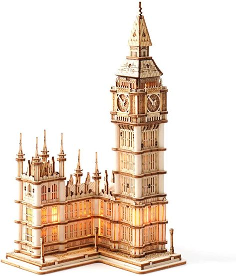 Amazon.com: Rolife 3D Wooden Puzzles for Adults Big Ben with Lights Architecture Model and Building Kit(TG507) : Toys & Games Big Ben Model, 3d Wood Puzzles, Wooden Model Kits, Cool Gifts For Teens, London Architecture, Wood Model, Wood Puzzles, Diy 3d, 3d Puzzles