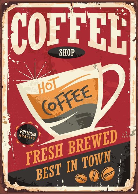 Coffee Shop Vintage, Grafika Vintage, Sejarah Kuno, Cafe Posters, Poster Vintage Retro, Retro Tin Signs, Etiquette Vintage, American Diner, Vintage Poster Design