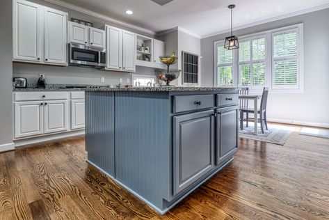 Blustery Sky Sherwin Williams, Sherwin Williams Blustery Sky, Blustery Sky, Sherwin Williams Snowbound, Sky Island, Agreeable Gray, Grey Countertops, Island 2, Paint Can