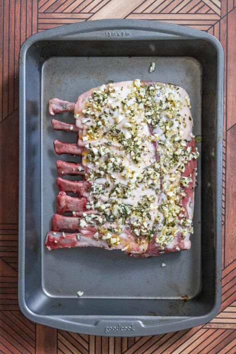 Garlic Roasted Rack of Lamb - main dishes #maindishes Frenched Rack Of Lamb Recipes, Rack Of Lamb Recipes Oven Easy, Rack Of Lamb Recipes Oven, Lamb Marinade Recipes, Rack Of Lamb Marinade, Rack Of Lamb Recipes, Lamb Recipes Oven, Roasted Rack Of Lamb, Lamb Marinade