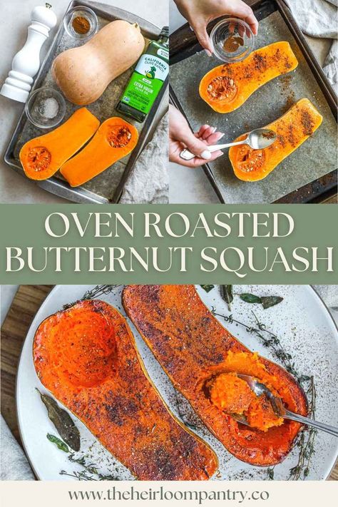 Oven Roasted Butternut Squash is a delicious vegetable packed with warm fall flavors. Our fool-proof recipe makes a perfectly tender and caramelized butternut squash loaded with flavor. Serve as a side or add to soups, salads, ravioli, and more. Roast Whole Butternut Squash, Butternut Squash Oven, Oven Roasted Butternut Squash, Butternut Squash Cinnamon, Butternut Recipes, Baked Squash, Fall Flavors, Delicious Vegetables, Fool Proof Recipes