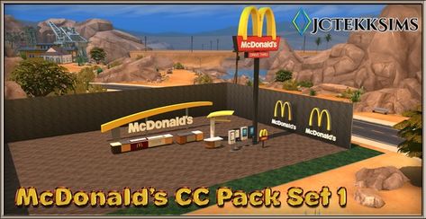 McDonald's CC Pack Set 1 | Patreon Sims 4 Fast Food Cc, Restaurant Outfit, Cc Sims, Sims Mods, Sims 4 Cc, Sims 4, Restaurant