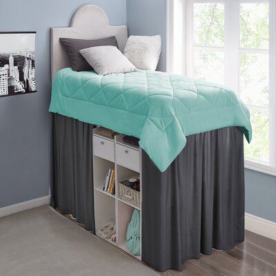 A great way to add style to your college dorm room is with your unique extra long Twin bedding. Your Twin XL size bed will most likely be the biggest piece of college furniture, so the way it looks can make or break the overall appearance of your dorm room. An essential college bed skirt will add extra style to your Twin extra long bedding and dorm decor. This set of three (3) extended dorm-sized bed skirt panels has the perfect appearance for your dorm room. These 3 machine washable dorm bed sk Dorm Bed Skirt, Lofted Beds, Dorm Room Setup, Dorm Bedding Twin Xl, College Bed, Dorm Bed Skirts, College Furniture, Small Dorm Room, Small Dorm