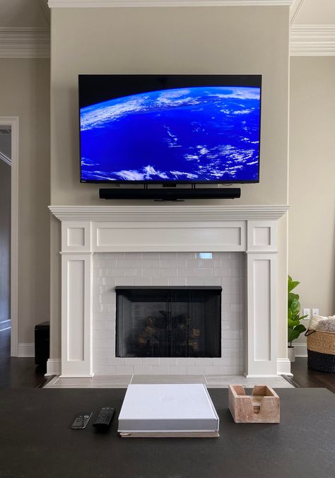 Above Fireplace Ideas, Build Outdoor Fireplace, Tv Above Fireplace, Vented Gas Fireplace, Fireplace Facing, Tv Over Fireplace, Mount Tv, Fireplace Heat, Fireplace Kits