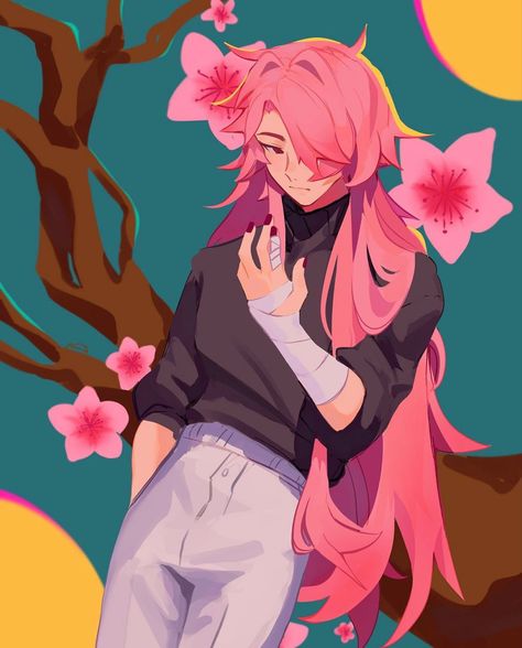 _.mararu._ on ig Rappa Hsr Fanart, Pink Haired Oc, Pink Hair Oc, Honkai Star Rail Oc, Pink Hair Character, Art Folder, Star Rail, Cute Characters, Art Reference Poses