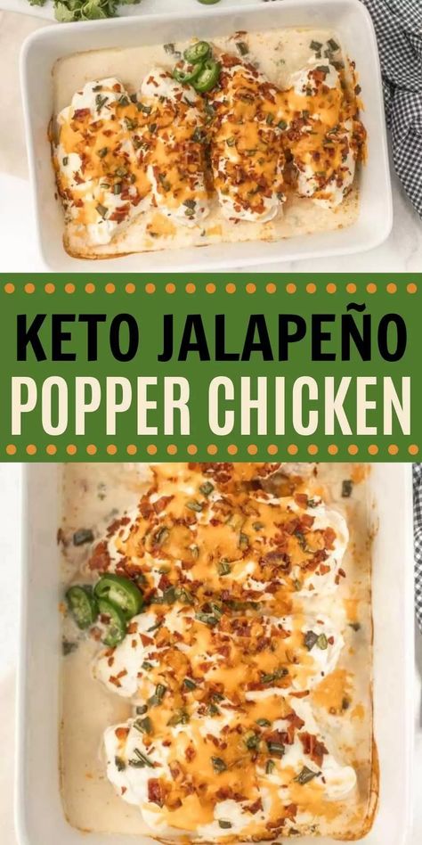 Keto Jalapeño Popper Chicken Recipe is packed with so much amazing flavor. That is why we love this easy low carb dinner. Everyone loves it and it’s easy to make too! #eatingonadime #ketodinners #lowcarbdinners #chickendinners Low Carb Chicken Breast Recipes, Jalapeno Popper Chicken Recipe, Easy Low Carb Dinner, Popper Chicken, Healthy Low Carb Dinners, Jalapeno Popper Chicken, Healthy Low Calorie Meals, Jalapeno Recipes, Keto Crockpot Recipes