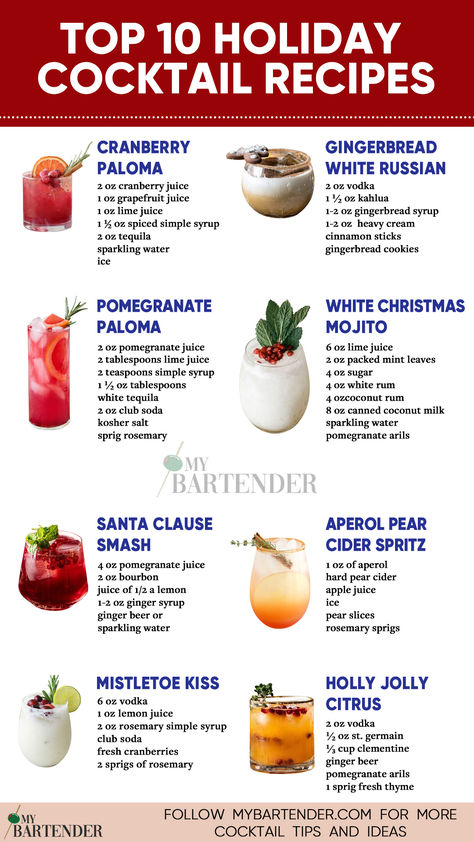 Holiday Cocktails Recipes Nye Cocktail Recipes, New Years Drinks Cocktails, New Years Drinks, Nye Cocktails, Eggnog Cocktails, Nye Drinks, Pomegranate Cocktail, Christmas Cocktail Recipes, Mixology Recipes