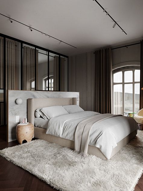 Island Bed Design, Luxury Villa Bedroom, Luxury Minimalist Bedroom, Modern Italian Bedroom, Wallpaper Bedroom Aesthetic, Carpet Ideas 2023, Aesthetic Bedroom Design, Island Bed, Unique Bedroom Design